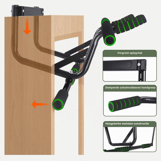 Optrekstang voor deurkozijn zonder boren tot 200 kg met antislip handgrepen – pull-up bar – krachttraining