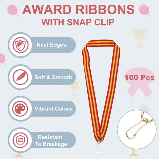 Medaille neklinten 100 stuks 43 x 2,2 cm met klikclips – award linten – sport accessoires