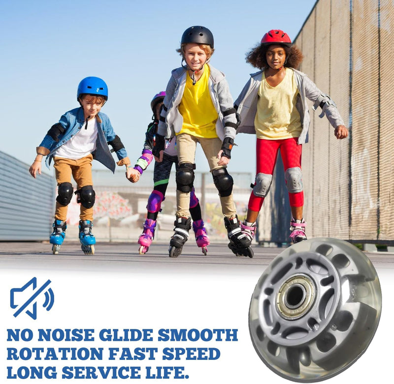 Load image into Gallery viewer, Inlineskate-wielen, 8 stuks, 72 mm, zilvertransparant, inline skate onderdelen, wielen met 16 kogellagers, universeel voor alle soorten rolschaatsen
