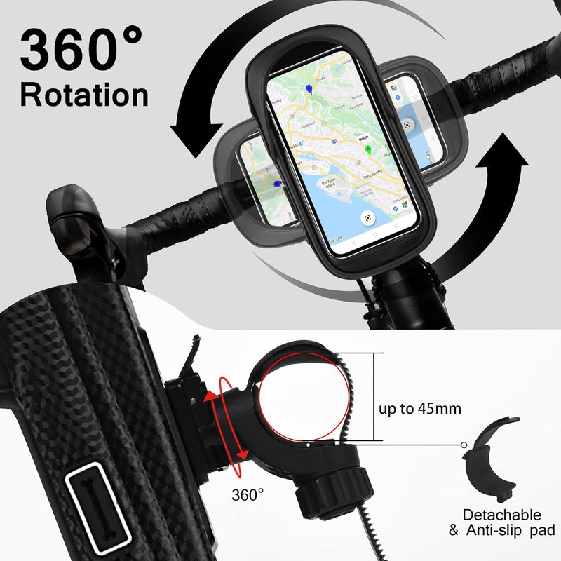 Laad afbeelding in Galerijviewer, Vitalismo Fiets Telefoonhouder Waterdicht Fietsstuurtas - Fietshouder Smartphone Touchscreen Fietstelefoonhouder Stuurtas Fietstas Stuur 360° Rotatie Regenhoes Opslagruimte voor Telefoon tot 7 inch
