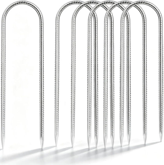 Ancoraggi da terra, 6 pezzi, 30 cm, in acciaio zincato con ganci a forma di U – picchetti da terra – ancoraggio per giardino
