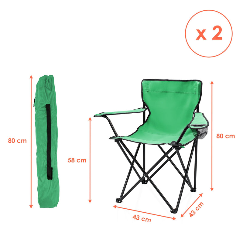 Laden Sie das Bild in Galerie -Viewer, Campingstoelen Opvouwbaar 2 Stuks met Bekerhouder tot 100 kg – Vouwstoel – Kampeerstoel
