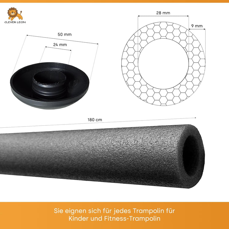 Załaduj obraz do przeglądarki galerii, Trampoline stangbescherming 8 stuks 180 cm van PE-schuim – schuimbuizen – trampoline accessoires
