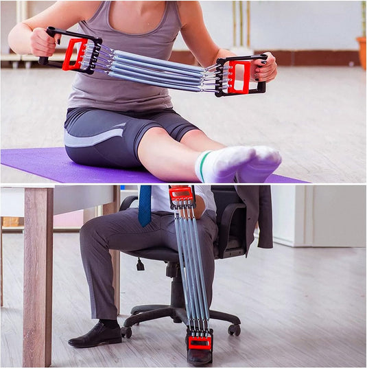 DBREAKS Borstverlenging, borstverlenging, verstelbare borstexpander, trekkrachtverlenging, fitnesskabel, multifunctioneel, met 5 afneembare veren, voor spiertraining