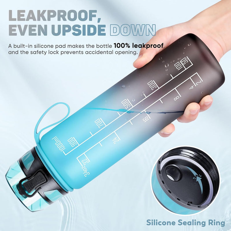Laden Sie das Bild in Galerie -Viewer, Drinkfles 1 liter BPA-vrij met antislip grip en lekvrije sluiting – waterfles – sportfles
