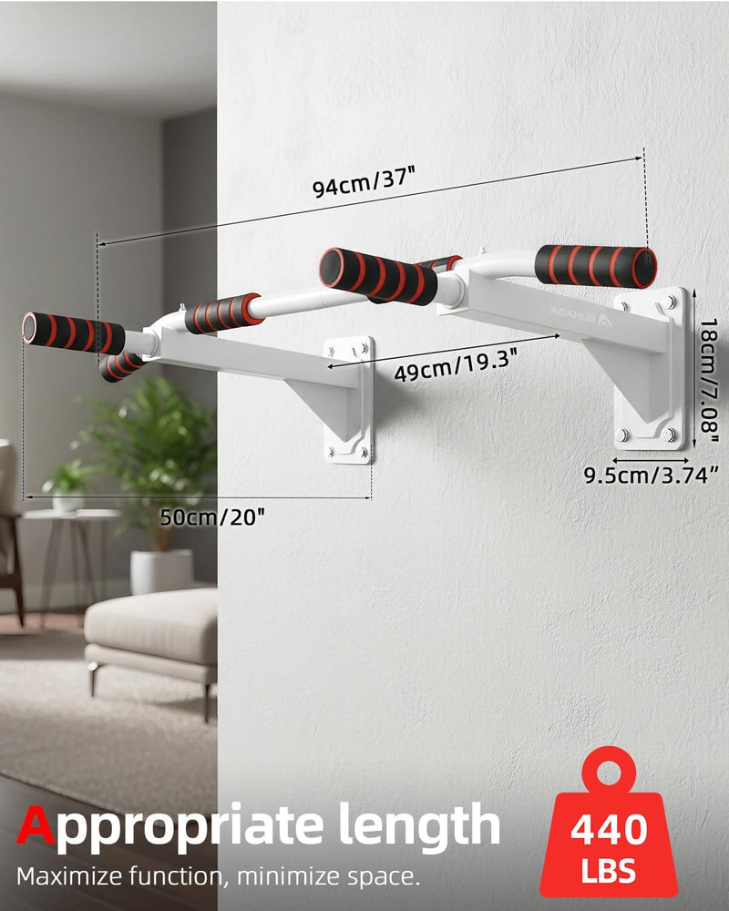 Laad afbeelding in Galerijviewer, Optrekstang voor wandmontage met meerdere gripposities tot 200 kg wit – pull-up bar – krachttraining
