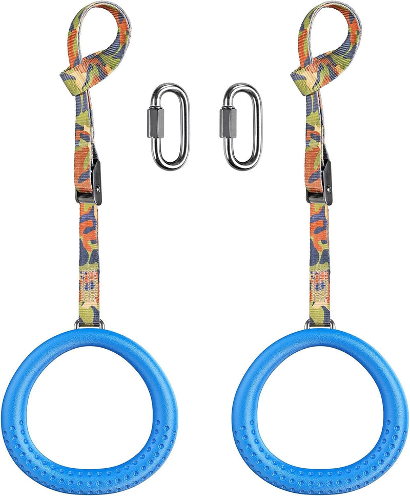 Load image into Gallery viewer, Trapeze ringen 2 stuks met karabijnhaken voor klimrek en schommel – monkey bars – speeltoestel accessoires
