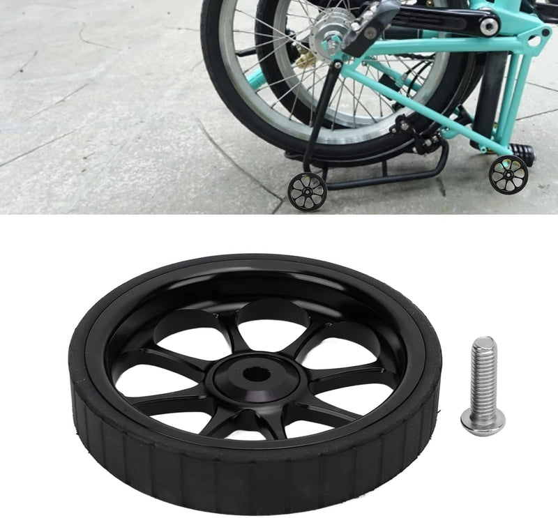 Laden Sie das Bild in Galerie -Viewer, Vouwfiets transportwiel 82 mm van aluminium met ingebouwd lager voor 3sixty fietsen – easywheel – fietsonderdelen
