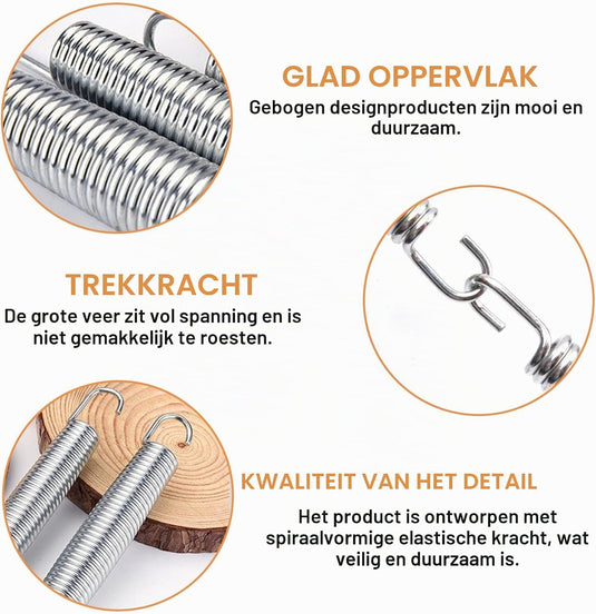 Trampolineveren 10 stuks 140 mm met veertrekker – vervangingsveren – trampoline accessoires