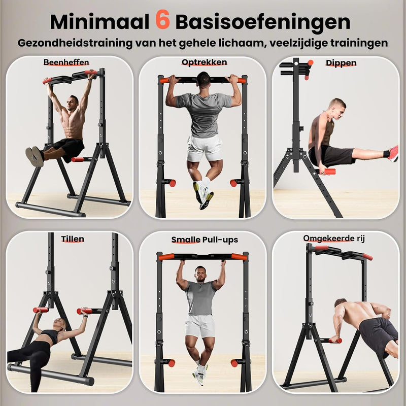 Laden Sie das Bild in Galerie -Viewer, Opvouwbare power tower met verstelbare optrekstang en dip station tot 200 kg – pull-up bar – krachtstation
