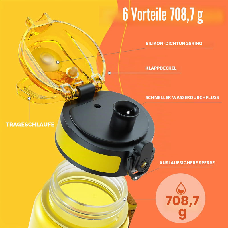 Laden Sie das Bild in Galerie -Viewer, Drinkfles 750 ml BPA-vrij met tijdmarkeringen en lekvrije dop – waterfles – sportfles
