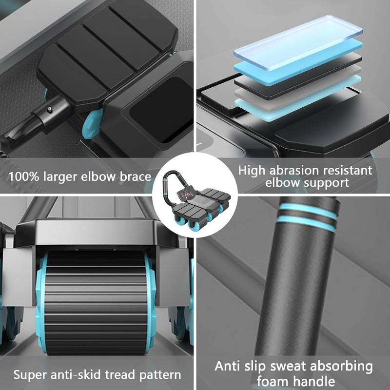 Laad afbeelding in Galerijviewer, Ab roller met 6 wielen automatische rebound en display tot 150 kg – buikspiertrainer – ab wheel
