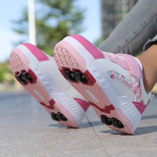 Schoenen met wieltjes, voor jongens en meisjes, kinderrolschaatsen, 2-in-1 rolschaatsen, gymschoenen, skateboardschoenen