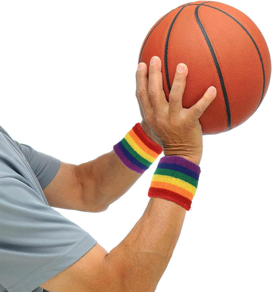 Sport polsbandjes 8 x 10 cm 2 stuks oranje – absorberende katoenen zweetbanden – sport accessoires