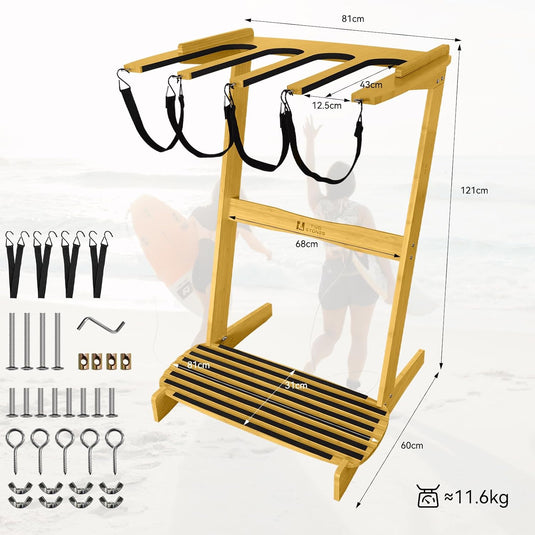 Surfboard wandrek voor 3 boards van staal met schuimbescherming – SUP longboard surfplank houder