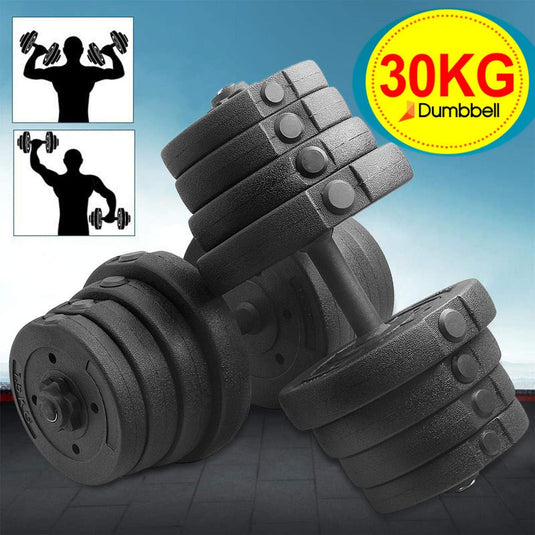Yaheetech set korte halters, 30 kg, handhalterset inclusief halterschijven, halterstangen, varianten met stersluiting, 25 mm
