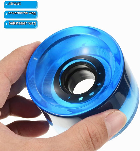 Longboard wielen 70 x 51 mm 78A PU 4 stuks transparant blauw – zachte cruiser skateboard wielen