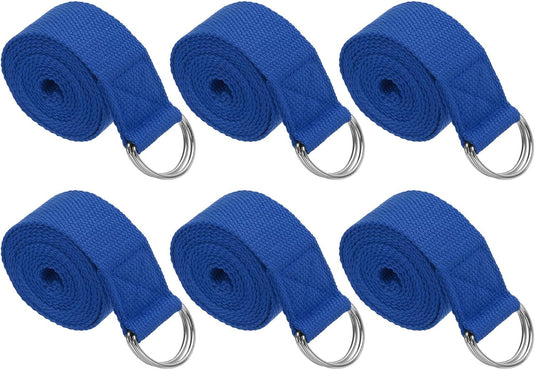Yogariemen 6 stuks 180 x 3,8 cm van katoen met D-ring bruin – stretchbanden – yoga pilates accessoires