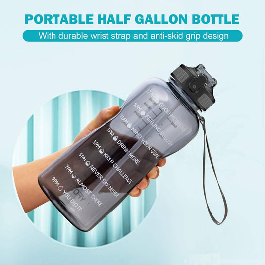 MYFOREST Water Bottle 2200 ml Large Sports Bottle 2.2 Litre, 100% Dishwasher Safe Time Marker for Motivational Hydration, BPA Free, Anti-Fall, Flip Up Nozzle