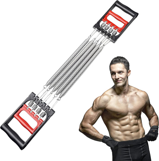 DBREAKS Borstverlenging, borstverlenging, verstelbare borstexpander, trekkrachtverlenging, fitnesskabel, multifunctioneel, met 5 afneembare veren, voor spiertraining