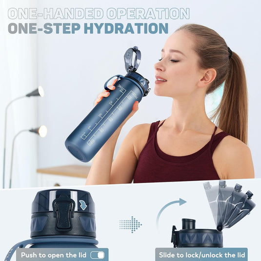 Drinkfles 1 liter BPA-vrij met antislip grip en lekvrije sluiting – waterfles – sportfles
