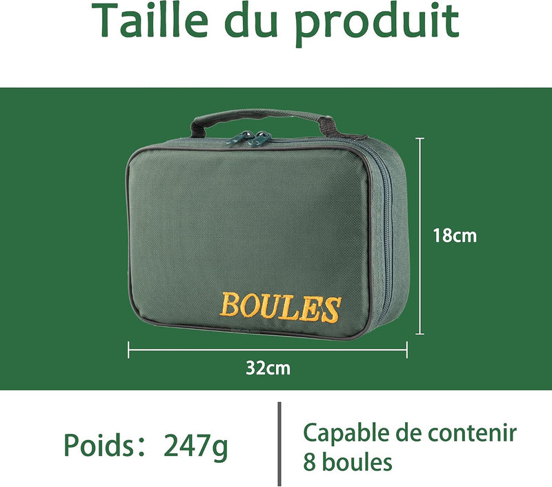Charger l’image dans la visionneuse de galerie, Sac de transport pour jeu de boules, pour 8 boules, en nylon résistant à l’eau avec bandoulière réglable – sac de rangement pour pétanque – accessoires de boules
