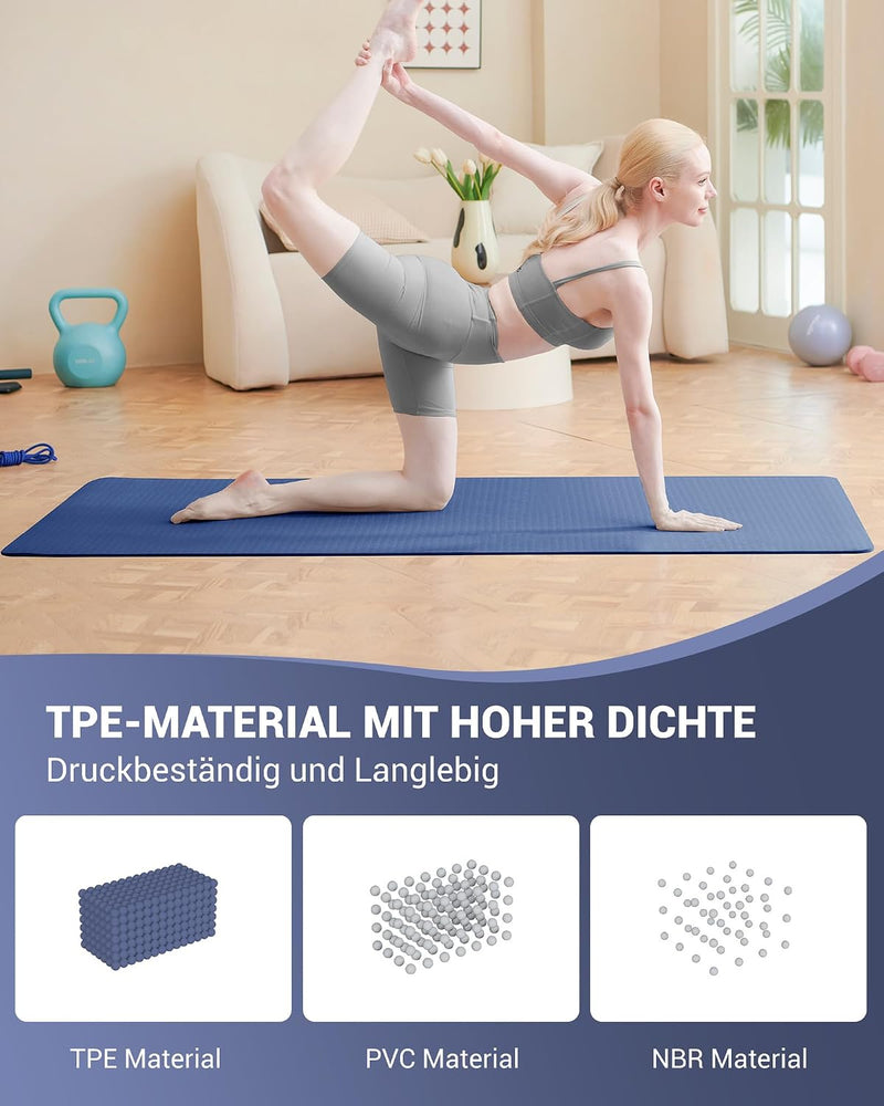 Load image into Gallery viewer, Good Nite Yogamat, Gymnastiek, Pilates Oefenmat voor vrouwen, antislip, dik 6 mm met draagriem, Tpe, 183 x 61 x 0,6 cm
