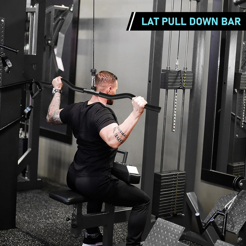 Chargez l'image dans la visionneuse de la galerie, Lat pulldown bar 85 cm met draaischarnier en antislip handgrepen – kabelstang – fitness accessoire
