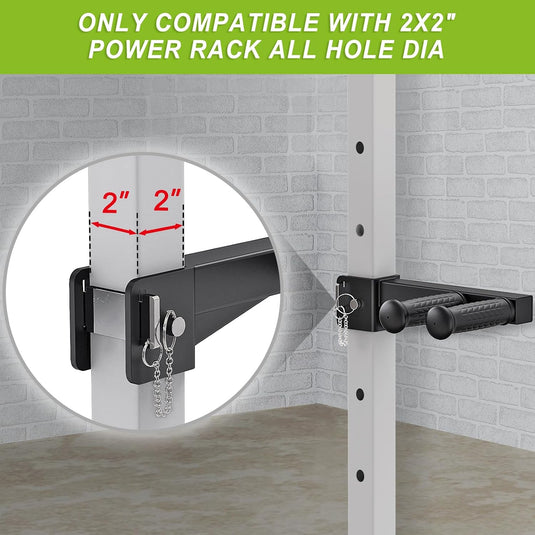 Dip Bar Attachment voor 5 x 5 cm Power Rack, antislip brede en smalle handgrepen, 226 kg capaciteit, squat rack bevestiging voor dips, inverted rows, push-ups