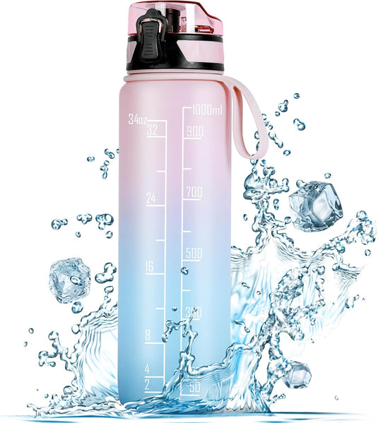 Drinkfles 1 liter BPA-vrij met antislip grip en lekvrije sluiting – waterfles – sportfles
