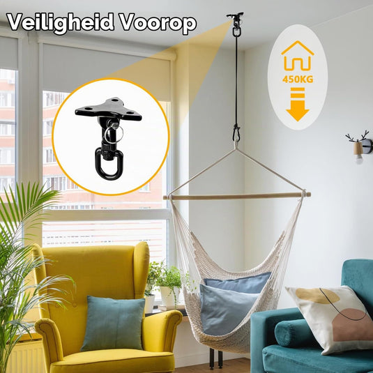Schommelhaken 2 stuks 360° draaibaar van roestvrij staal tot 400 kg – ophanghaken – schommel accessoires