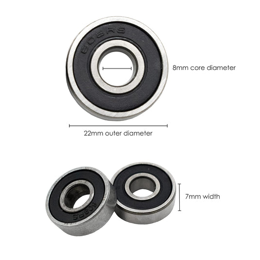 Skate lagers 608RS ABEC-9 set van 16 zwart