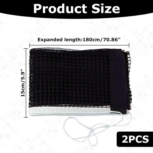 Siatka do tenisa stołowego 180 x 15 cm z wytrzymałego nylonu ze sznurkami mocującymi – siatka do ping-ponga – sprzęt do tenisa stołowego