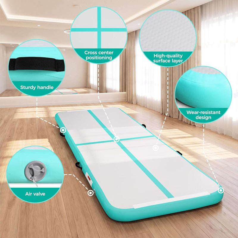 Chargez l'image dans la visionneuse de la galerie, Opblaasbare turnmat 3 m met air roller – 10 cm dik – gymnastiekmat met elektrische pomp voor tumbling en cheerleading
