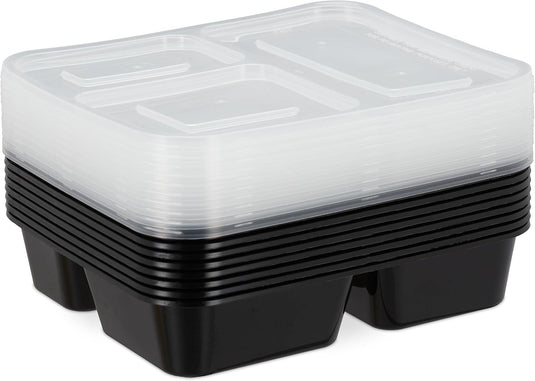Meal prep bakjes set van 24 met 3 vakken 1,79 liter