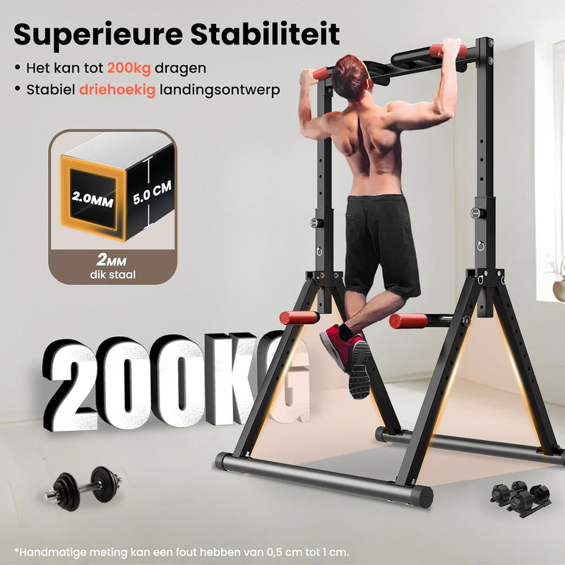 Laden Sie das Bild in Galerie -Viewer, Opvouwbare power tower met verstelbare optrekstang en dip station tot 200 kg – pull-up bar – krachtstation
