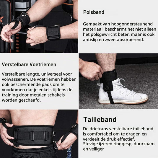 Boks weerstandsbanden set met verstelbare tailleband en enkelbanden voor krachttraining – bokselastieken – explosiviteitstraining
