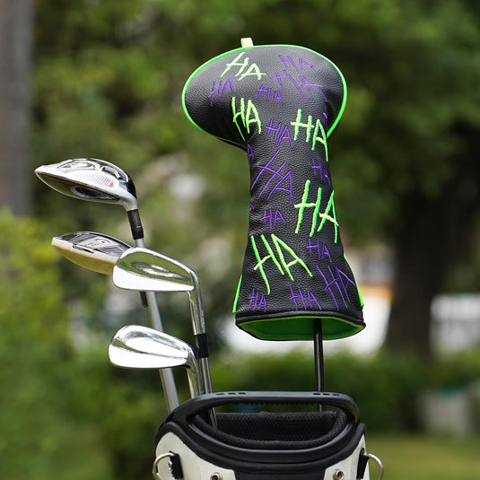 Osłona na putter golfowy do puttera typu mallet DF3, z haftem HAHA i zapięciem magnetycznym – osłona na putter – akcesoria golfowe