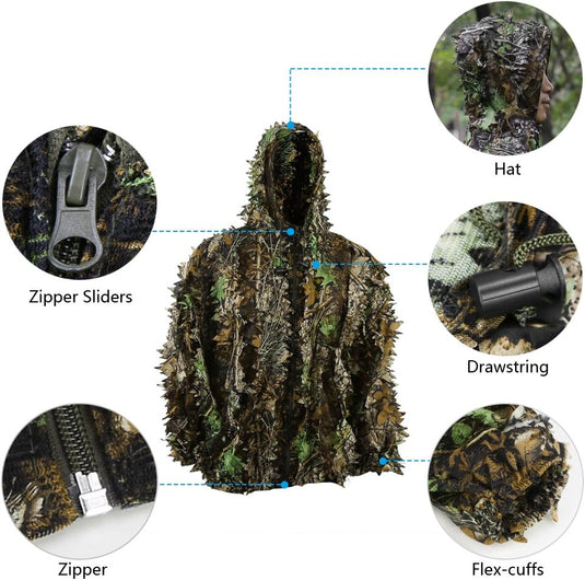Zicac 3D camouflage kostuum Ghillie jungle ghillie camouflage kostuum Woodland jachtkleding party verduistering