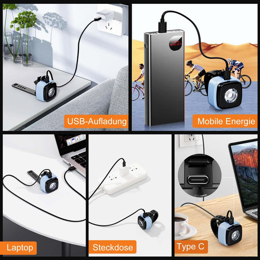 Oplaadbare fietsverlichting set USB-C IPX5 met voor- en achterlicht – fietslamp – LED fietslicht