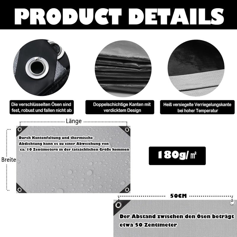 Load image into Gallery viewer, Waterdicht afdekzeil 4 x 5 meter 180 g/m² met ogen groen-zilver – PE dekzeil – beschermzeil
