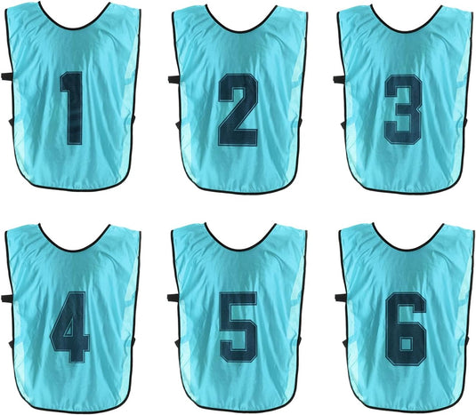 Voetbal trainingshesjes 6 stuks genummerd 1 tot 6 voor volwassenen – teamvesten – sporthesjes