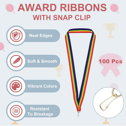 Medaille neklinten 100 stuks 43 x 2,2 cm met klikclips – award linten – sport accessoires
