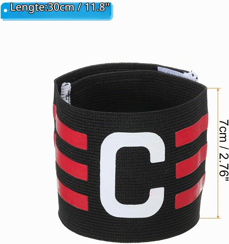 Laden Sie das Bild in Galerie -Viewer, Aanvoerdersband verstelbaar zwart-rozerood – elastische captain armband – voetbal accessoires
