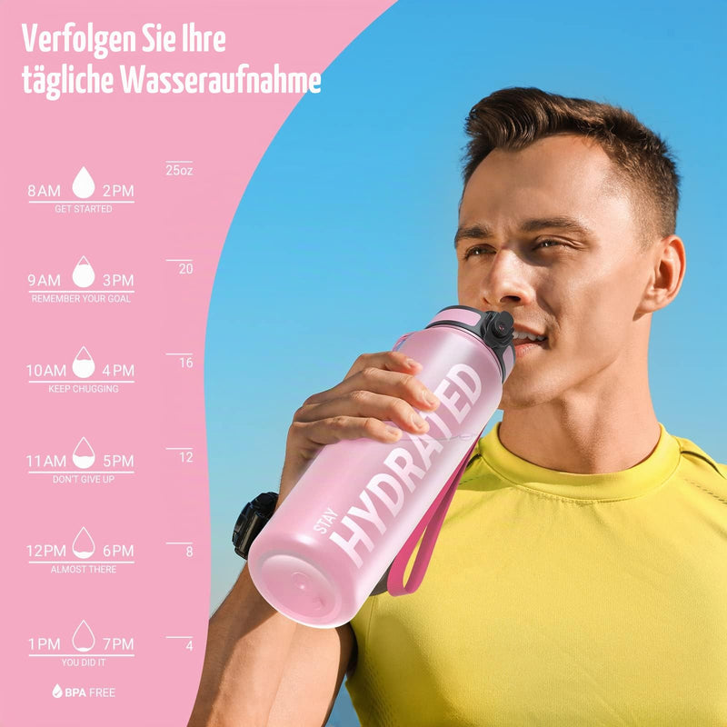 Laden Sie das Bild in Galerie -Viewer, Drinkfles 750 ml BPA-vrij met tijdmarkeringen en lekvrije dop – waterfles – sportfles
