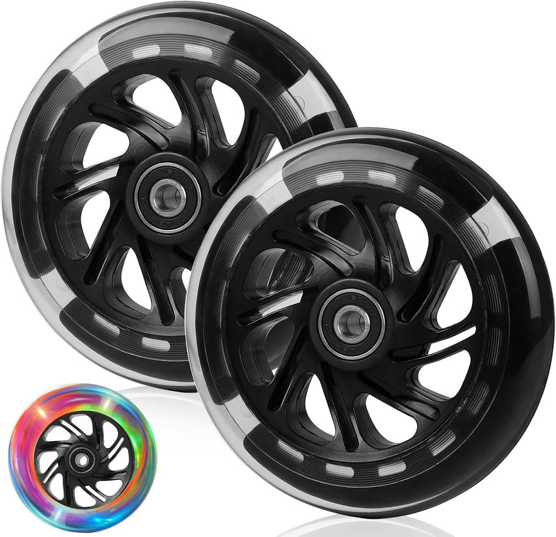 Load image into Gallery viewer, DBREAKS Lichtgevende stuntstep, wielen met ledverlichting, 100 mm, ABEC, 9 kogellagers, hardheid 88A, geschikt voor alle scooters (zwart)
