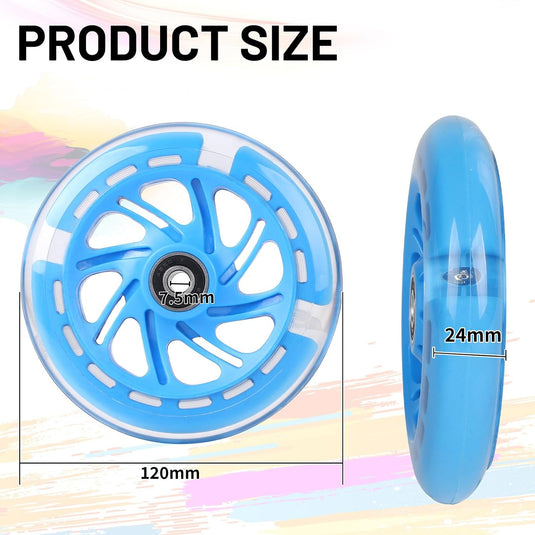 DBREAKS Lichtgevende stuntstep, wielen met ledverlichting, 100 mm, ABEC, 9 kogellagers, hardheid 88A, geschikt voor alle scooters (zwart)