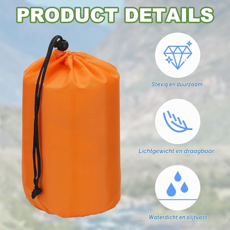 Załaduj obraz do przeglądarki galerii, Waterdichte opbergzakken 2 stuks 13 x 25 cm met trekkoord donkergrijs – stuff sacks – camping accessoires

