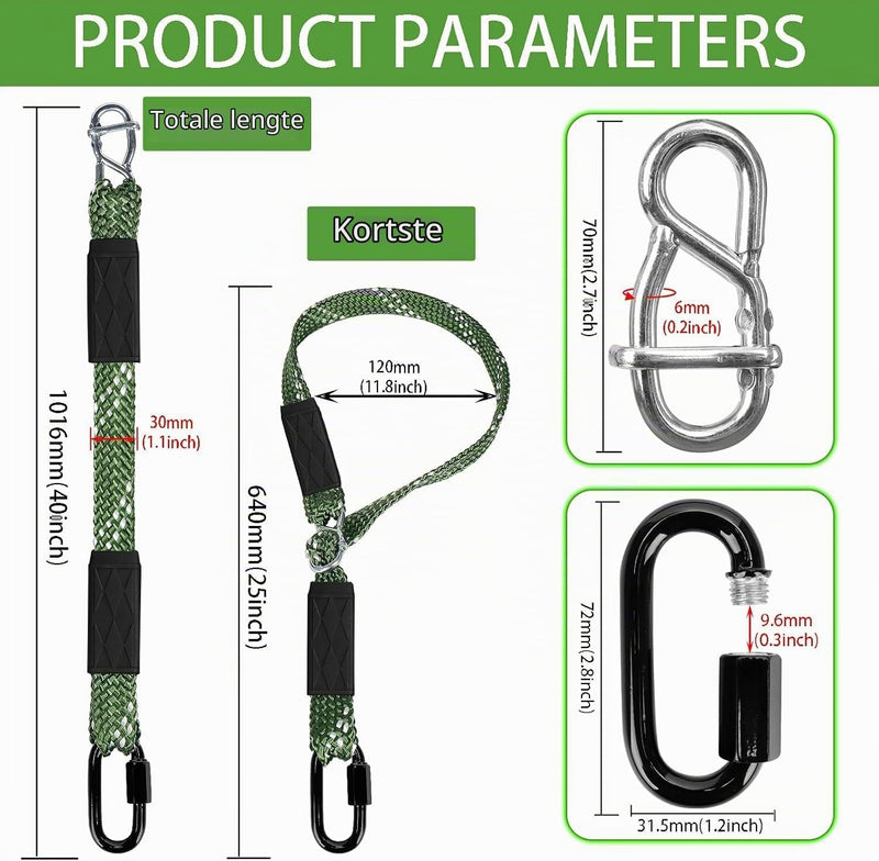 Chargez l'image dans la visionneuse de la galerie, Kit de fixation pour balançoire, 2 pièces – corde de balançoire réglable en nylon de 101 cm avec mousquetons – jusqu'à 363 kg – intérieur et extérieur
