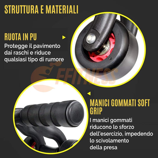 Ab roller met 3 wielen en kniemat tot 100 kg – buikspiertrainer – ab wheel